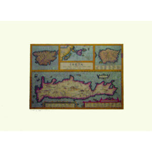 Χάρτης Γκραβούρα & Κείμενο Insula Creta - Χάρτης της Κρήτης Ortelius 1570-1612